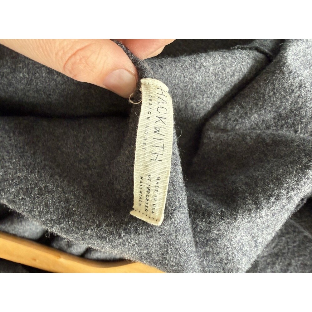Hackwith Design House Hooded Coat L Large Gray Open Front Wool - Picture 4 of 6